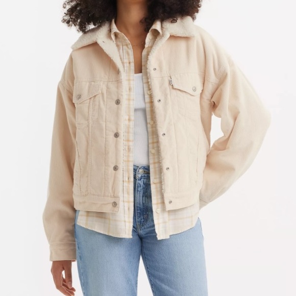 Levi’s 90’s Faux Sherpa Cream corduroy Trucker Jacket, Small - Picture 1 of 13